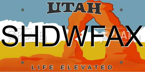 SHDWFAX Utah License Plate