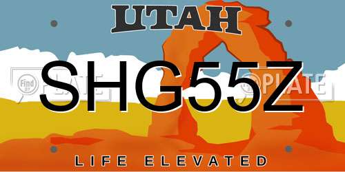 SHG55Z Utah License Plate