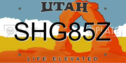 SHG85Z Utah License Plate