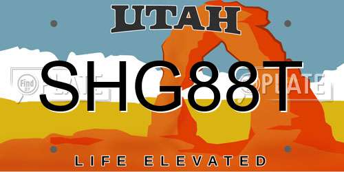 SHG88T Utah License Plate