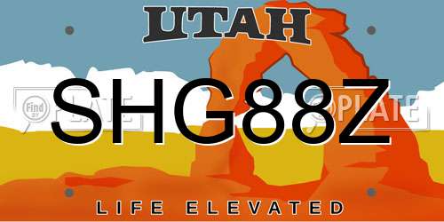 SHG88Z Utah License Plate