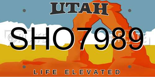 SHO7989 Utah License Plate
