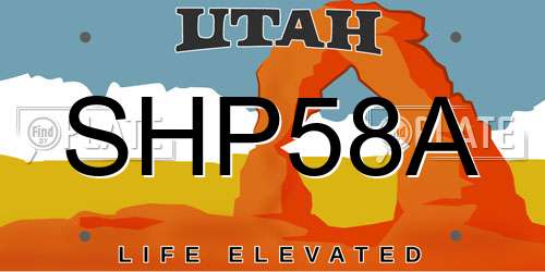 SHP58A Utah License Plate