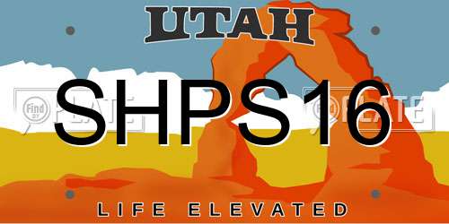 SHPS16 Utah License Plate