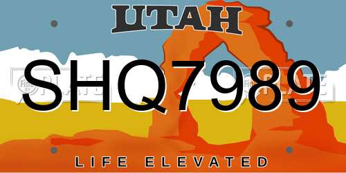 SHQ7989 Utah License Plate