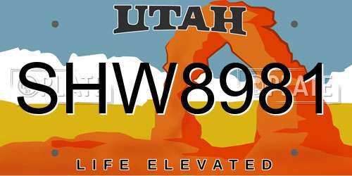 SHW8981 Utah License Plate
