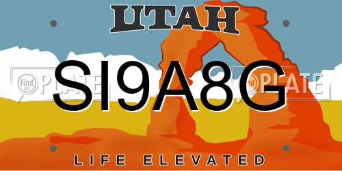 SI9A8G Utah License Plate