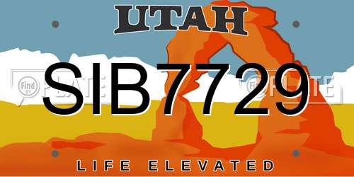 SIB7729 Utah License Plate