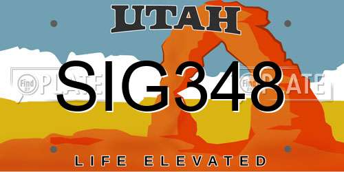 SIG348 Utah License Plate