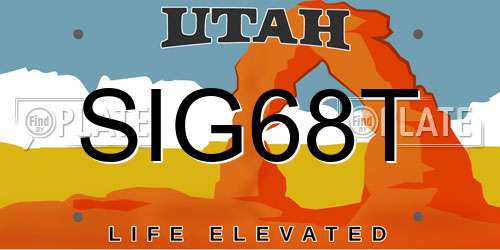 SIG68T Utah License Plate