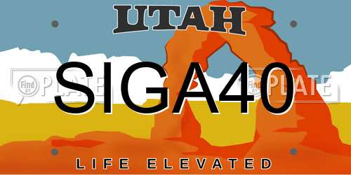 SIGA40 Utah License Plate