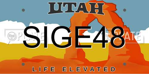 SIGE48 Utah License Plate
