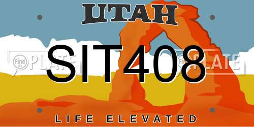 SIT408 Utah License Plate