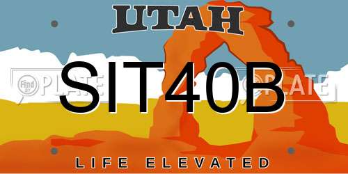 SIT40B Utah License Plate