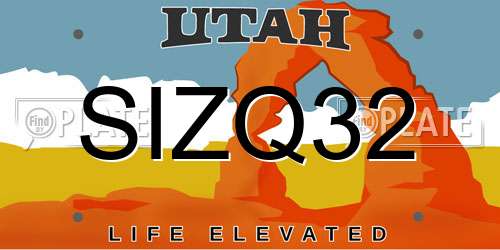 SIZQ32 Utah License Plate