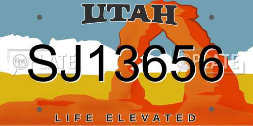 SJ13656 Utah License Plate
