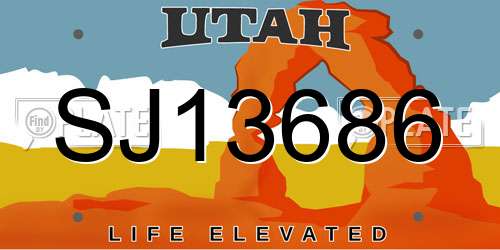 SJ13686 Utah License Plate