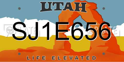 SJ1E656 Utah License Plate