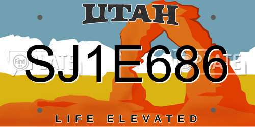 SJ1E686 Utah License Plate