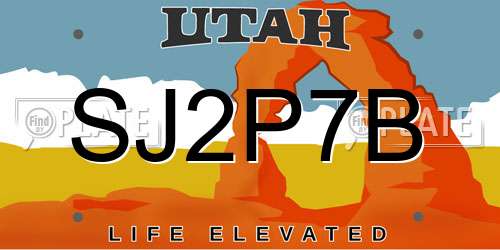 SJ2P7B Utah License Plate