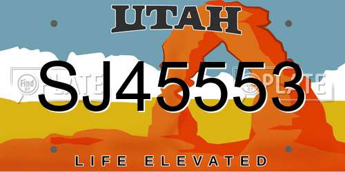 SJ45553 Utah License Plate