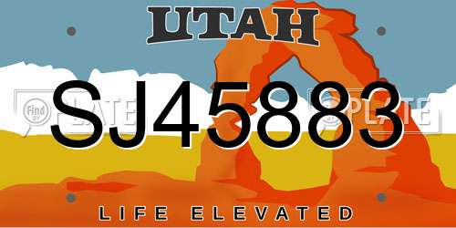 SJ45883 Utah License Plate