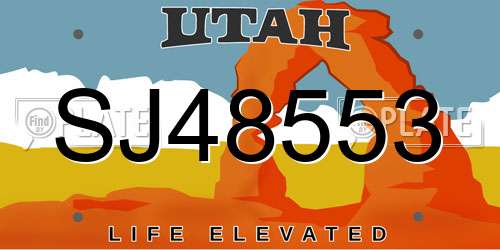 SJ48553 Utah License Plate