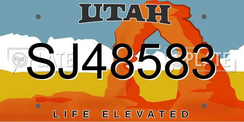 SJ48583 Utah License Plate