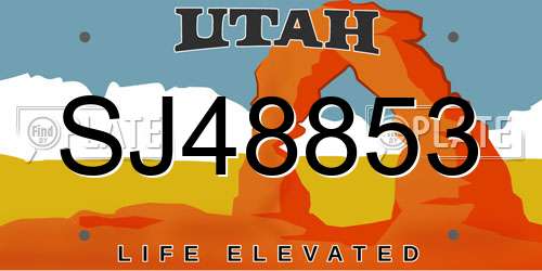 SJ48853 Utah License Plate