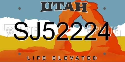SJ52224 Utah License Plate