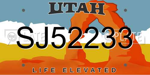 SJ52233 Utah License Plate
