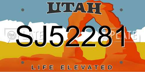 SJ52281 Utah License Plate