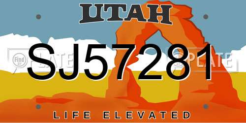 SJ57281 Utah License Plate