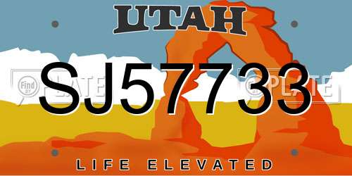 SJ57733 Utah License Plate