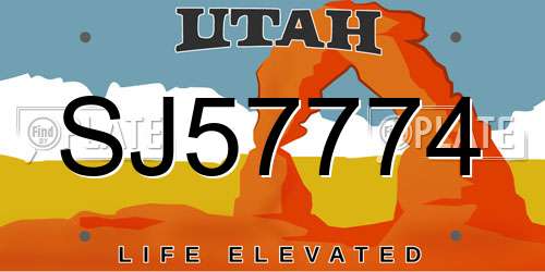 SJ57774 Utah License Plate