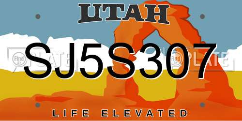 SJ5S307 Utah License Plate