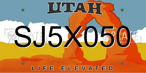 SJ5X050 Utah License Plate