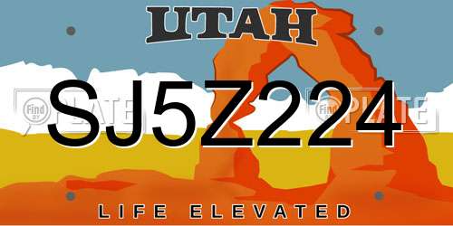SJ5Z224 Utah License Plate
