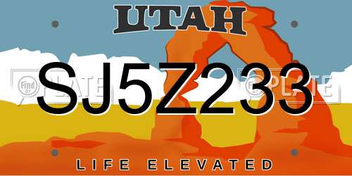 SJ5Z233 Utah License Plate