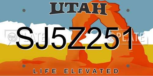 SJ5Z251 Utah License Plate
