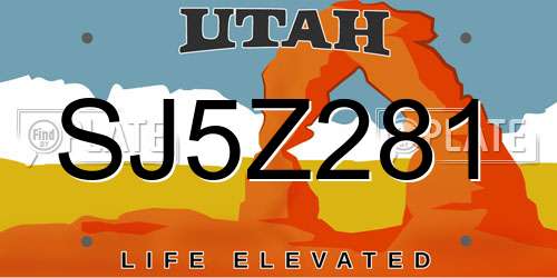 SJ5Z281 Utah License Plate