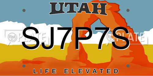 SJ7P7S Utah License Plate