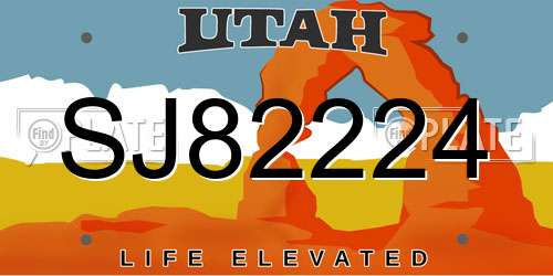 SJ82224 Utah License Plate