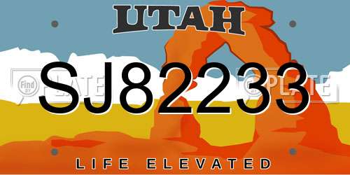 SJ82233 Utah License Plate