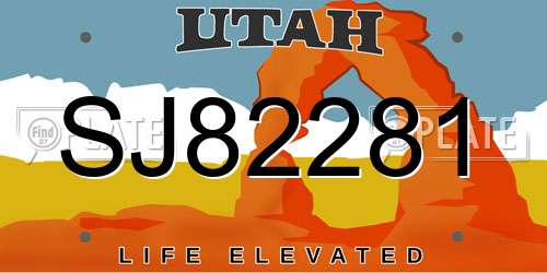 SJ82281 Utah License Plate