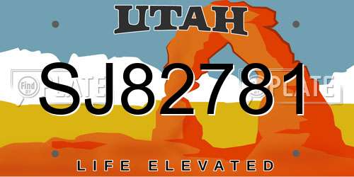 SJ82781 Utah License Plate
