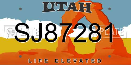 SJ87281 Utah License Plate