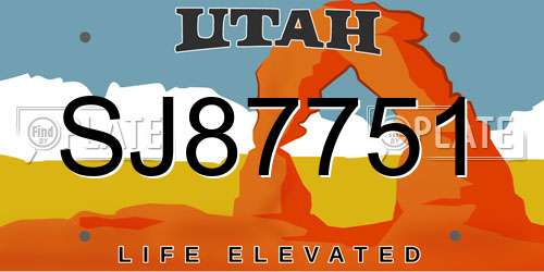 SJ87751 Utah License Plate