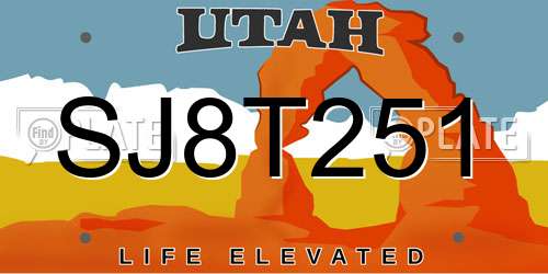 SJ8T251 Utah License Plate
