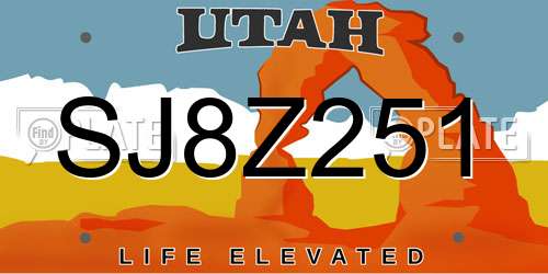 SJ8Z251 Utah License Plate